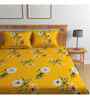 Mustard Floral 144 TC Cotton Queen Sized Bedsheet Bedsheet 2 Pillow Rose Collection