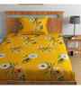 Mustard Floral 144 TC Cotton Single Bed Sheet Bedsheet 1 Pillow Rose Collection