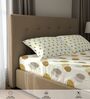 Mustard Floral 200 TC Cotton Single Bedsheet with 1 Pillow Cover