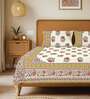 Mustard Floral 240 TC Cotton Double Bedsheet with 2 Pillow Covers