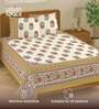 Mustard Floral 240 TC Cotton King Sized Bedsheet with 2 Pillow Covers