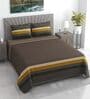 Brown Geometric 400 TC Cotton Superking Size Bedsheet With 2 Pillow Covers Threads Stripes Collection