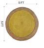 Mustard Geometrical Jute 3 X 3 Feet Hand Woven Round Carpet