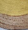 Mustard Geometrical Jute 4 X 4 Feet Hand Woven Round Carpet