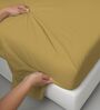 Mustard Gold Solid 400 TC Cotton King Sized Bedsheet with 2 Pillow Covers