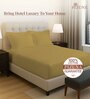 Mustard Gold Solid 400 TC Cotton Queen Sized Fitted sheet with 2 Pillow Covers