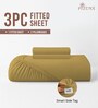 Mustard Gold Solid 400 TC Cotton Queen Sized Fitted sheet with 2 Pillow Covers