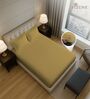 Mustard Gold Solid 400 TC Cotton Queen Sized Fitted sheet with 2 Pillow Covers
