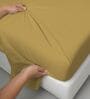 Mustard Gold Solid 400 TC Cotton Single Sized Bedsheet with 1 Pillow Cover