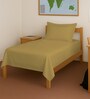 Mustard Gold Solid 400 TC Cotton Single Sized Bedsheet with 1 Pillow Cover