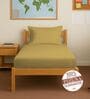 Mustard Gold Solid 400 TC Cotton Single Sized Fitted sheet with 1 Pillow Cover