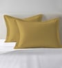 Mustard Gold Solid 400 TC Cotton Standard Sized 2 Pillow Covers