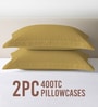Mustard Gold Solid 400 TC Cotton Standard Sized 2 Pillow Covers