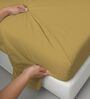 Mustard Gold Solid 400 TC Cotton Super King Sized Bedsheet with 4 Pillow Covers