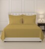 Mustard Gold Solid 400 TC Cotton Super King Sized Bedsheet with 4 Pillow Covers