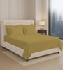 Mustard Gold Solid 400 TC Cotton Super King Sized Bedsheet with 4 Pillow Covers
