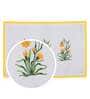 Floral (12x18) Mustard & White Poly Cotton (Set of 6) Table Linen Set