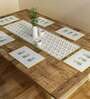 Floral (12x18) Mustard & White Poly Cotton (Set of 6) Table Linen Set