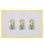 Floral (12x18) Mustard & White Poly Cotton (Set of 6) Table Linen Set