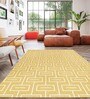 Mustard Polypropylene Geometric 5 x 3 Feet Machine Made Bedside Runner