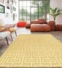 Mustard Polypropylene Geometrical 4 x 6 Feet Machine Made Carpet