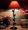Orange Shade Table Lamp With Metal Base