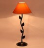 Orange Shade Table Lamp With Metal Base