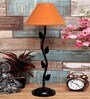 Orange Shade Table Lamp With Metal Base