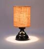 Tarter Mustard Natural Fiber Shade Night Lamp With Metal Base