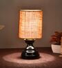 Tarter Mustard Natural Fiber Shade Night Lamp With Metal Base
