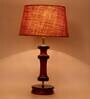 Venice Mustard Natural Fiber Shade Night Lamp With Wood Base