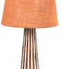 Shiny Mustard Natural Fiber Shade Night Lamp With Wood Base