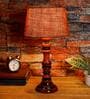 Fergal Mustard Natural Fiber Shade Night Lamp With Wood Base