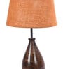 Caracas Mustard Natural Fiber Shade Night Lamp With Wood Base