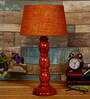 Emmett Mustard Natural Fiber Shade Night Lamp With Wood Base