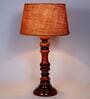 Fergal Mustard Natural Fiber Shade Night Lamp With Wood Base