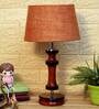 Venice Mustard Natural Fiber Shade Night Lamp With Wood Base