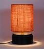 Mustard Shade Table Lamp With Wood Base