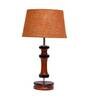 Venice Mustard Natural Fiber Shade Night Lamp With Wood Base