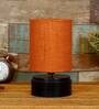 Mustard Shade Table Lamp With Wood Base