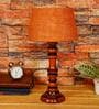 Fergal Mustard Natural Fiber Shade Night Lamp With Wood Base