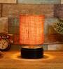 Mustard Shade Table Lamp With Wood Base