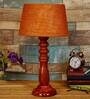 Festiva Mustard Natural Fiber Shade Night Lamp With Wood Base