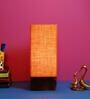 Sanna Mustard Natural Fiber Shade Table Lamp With Wood Base