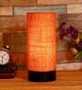 Chicago Mustard Natural Fiber Shade Table Lamp With Wood Base