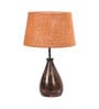 Caracas Mustard Natural Fiber Shade Night Lamp With Wood Base