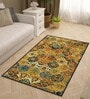 Mustard Traditional Polyester 3 ft x 5 ft Machine Made Carpet