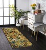 Mustard Traditional Polyester 5 ft x 2 ft Machine Made Runner