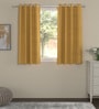 Mustard Velvet Solid 5ft Regular Eyelet Window Curtains (2 Pc)