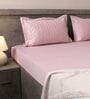Muted Rose 100% Cotton 300TC Solid Superking Bedsheet with 2 Pillow Covers (Quilted)